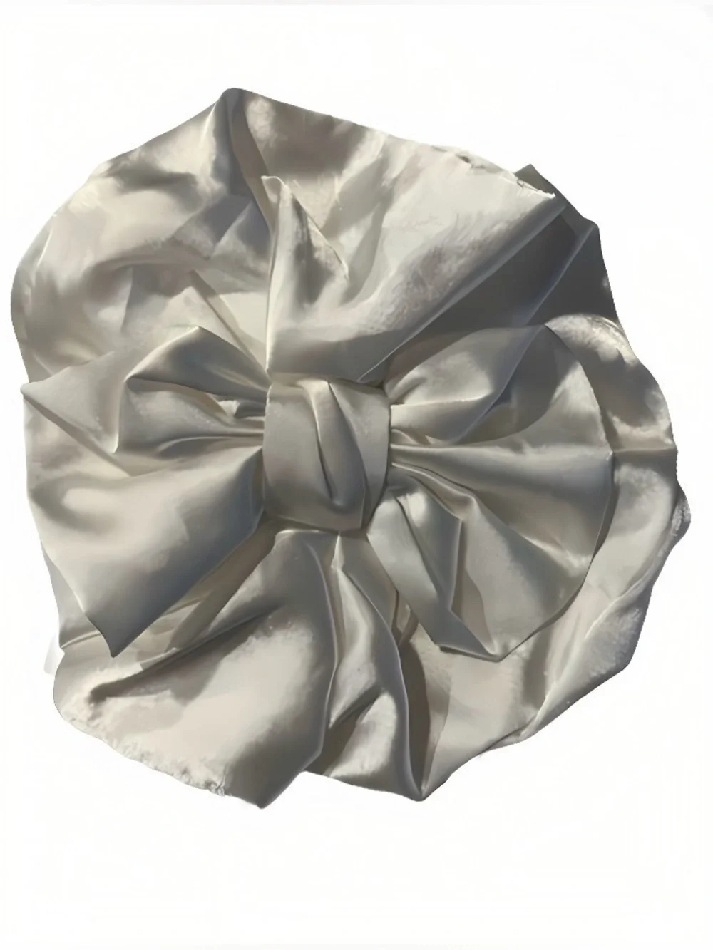 Free People White Satin Oversized Bow Scrunchie Handmade Statement Hair Tie NWT